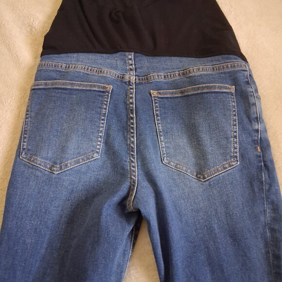Hatch Women's Size 27 Indigo Medium Wash Over the Bump Slim Maternity Jean - Picture 10 of 13